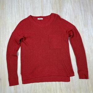 Madewell Coral Thompson Front Pocket Ribbed Knit Pullover Stretch Sweater XS